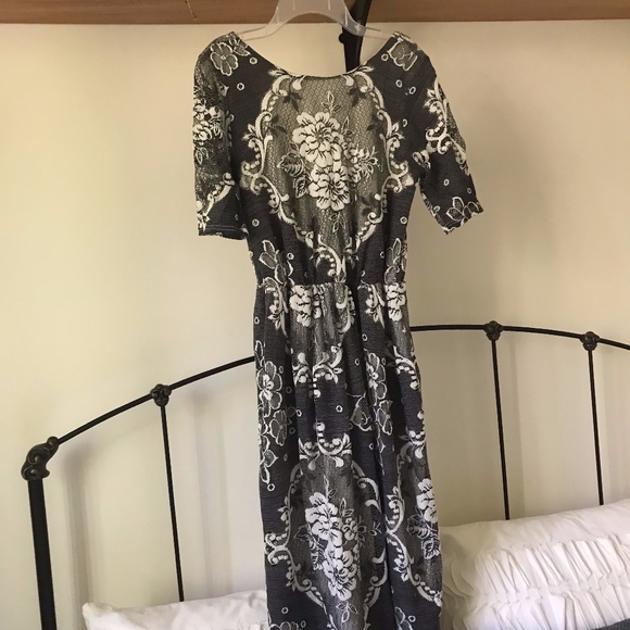 ASOS Dresses & Skirts - Asos black and grey lace midi dress